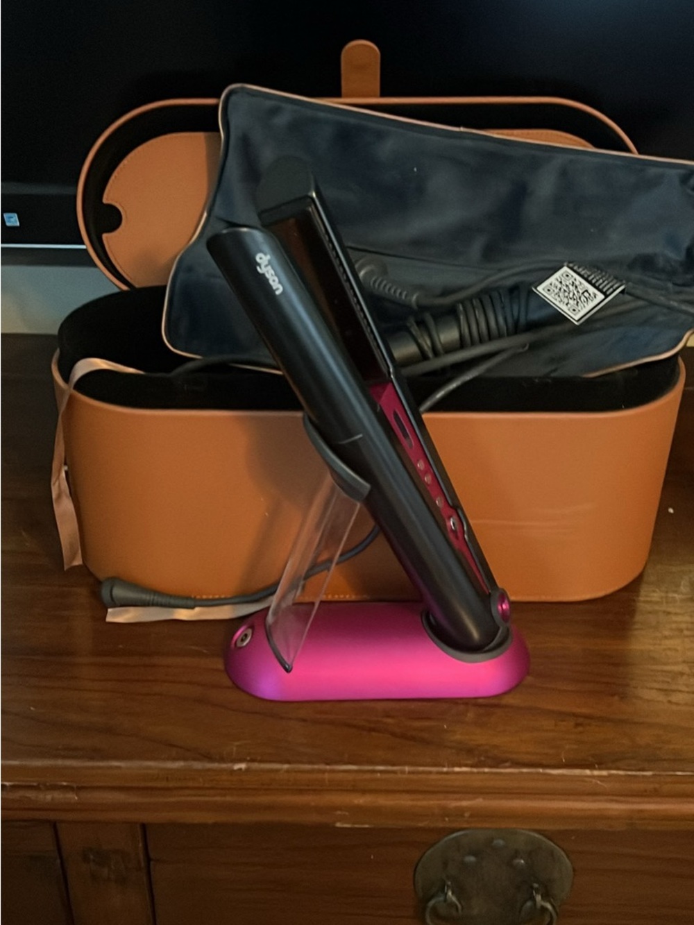 Dyson Black and Magenta Hair Straightener with Magenta Base